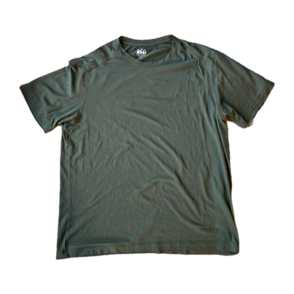 REI Co-op Shirt Men Large Sahara Green Performance Short Sleeve Hiking